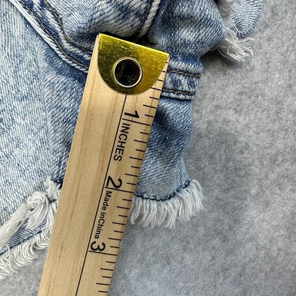 STS Blue Denim Cut-Off Shorts Junior WMNS 9 Light Acid Wash Frayed Hem Stretch - Picture 10 of 10